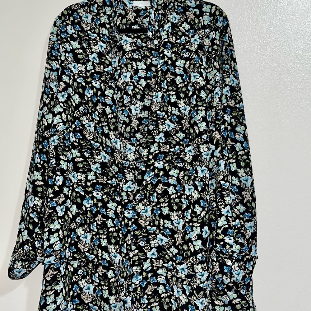 J. Jill Floral Long Sleeve Layered Tunic Blouse